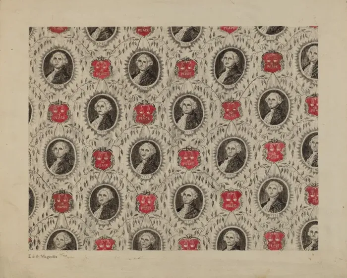 Framed Print : Portrait Medallions of George Washington, c. 1939. Creator: Edith Magnette Framed Print : Portrait Medallions of George Washington, c. 1939. Creator: Edith Magnette