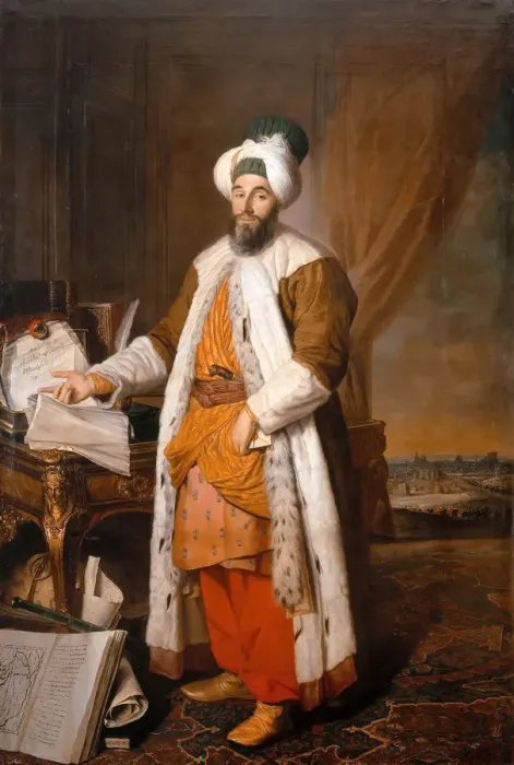 Framed Print : Portrait of Mehemet Said Pacha, Bey of Rumelia, special ambassador of the ottoman Sultan Mahmoud I i Artist: Aved, Jacques-Andre Joseph (1702-1766) Framed Print : Portrait of Mehemet Said Pacha, Bey of Rumelia, special ambassador of the ottoman Sultan Mahmoud I i Artist: Aved, Jacques-Andre Joseph (1702-1766)