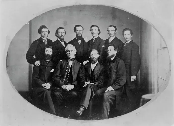 Framed Print : Portrait of ten men including Anderson Doniphan Johnston... between 1860 and 1880 Creator: Frances Benjamin Johnston Framed Print : Portrait of ten men including Anderson Doniphan Johnston... between 1860 and 1880 Creator: Frances Benjamin Johnston