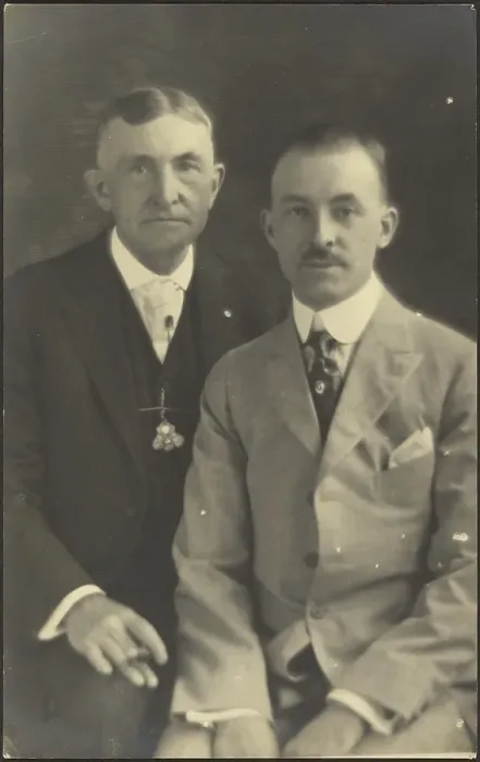 Framed Print : Portrait of Two Men with Suit Accessories, 1907-1943. Creator: Louis Fleckenstein Framed Print : Portrait of Two Men with Suit Accessories, 1907-1943. Creator: Louis Fleckenstein