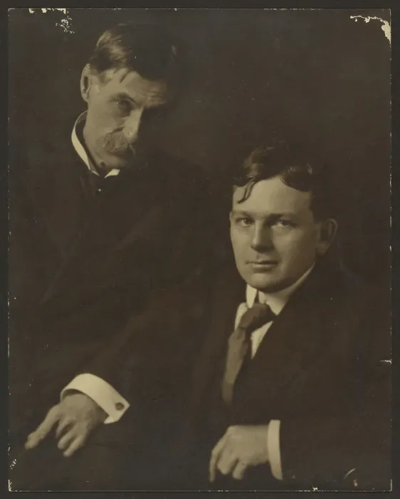 Framed Print : Portrait of Two Men in Suits, 1907-1943. Creator: Louis Fleckenstein Framed Print : Portrait of Two Men in Suits, 1907-1943. Creator: Louis Fleckenstein