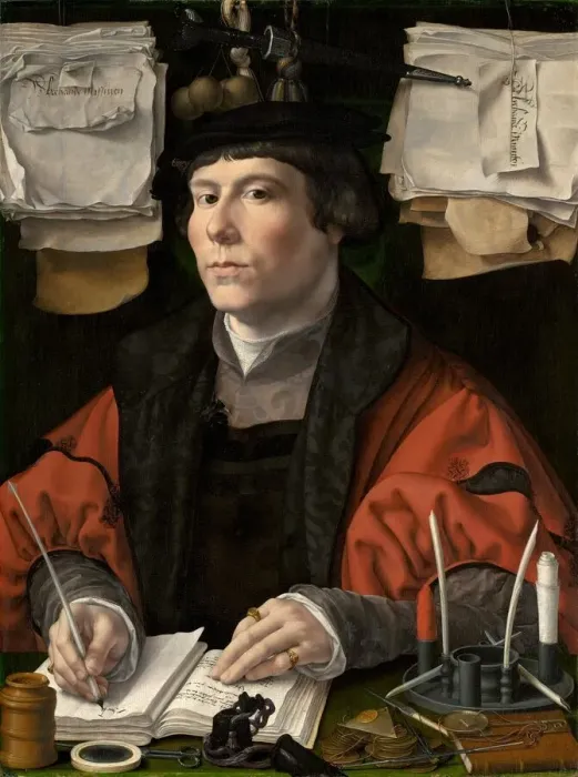 Framed Print : Portrait of a Merchant, c. 1530. Creator: Jan Gossaert Framed Print : Portrait of a Merchant, c. 1530. Creator: Jan Gossaert