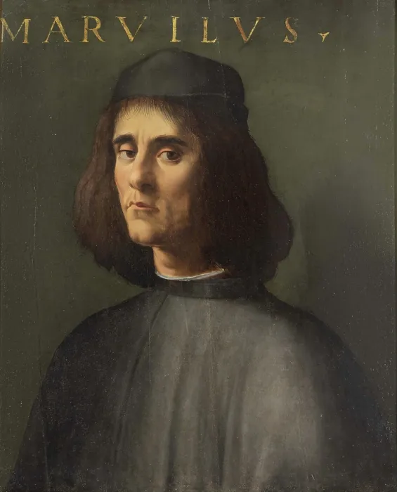 Framed Print : Portrait of Michael Tarchaniota Marullus, before 1521. Creator: Ghirlandaio, Ridolfo (1483-1561) Framed Print : Portrait of Michael Tarchaniota Marullus, before 1521. Creator: Ghirlandaio, Ridolfo (1483-1561)