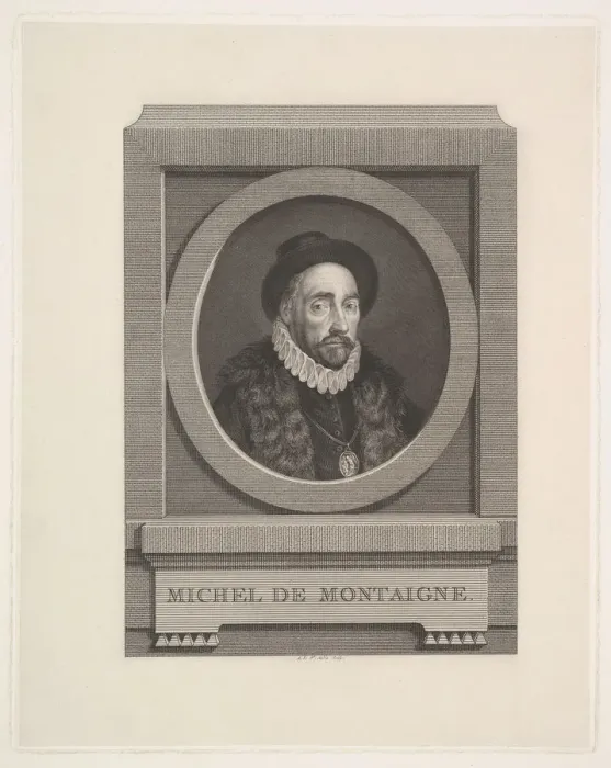 Framed Print : Portrait of Michel de Montaigne (1533-1592), 1774. Creator: Saint-Aubin, Augustin, de (1736-1807) Framed Print : Portrait of Michel de Montaigne (1533-1592), 1774. Creator: Saint-Aubin, Augustin, de (1736-1807)