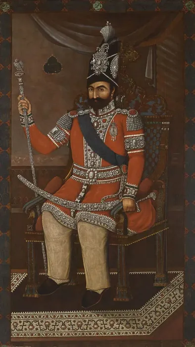 Framed Print : Portrait of Mohammad Shah Qajar (1810-1848). Artist: Iranian master Framed Print : Portrait of Mohammad Shah Qajar (1810-1848). Artist: Iranian master