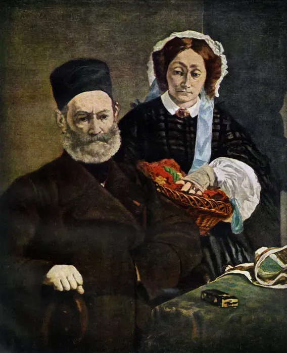 Framed Print : Portrait of Monsieur and Madame Auguste Manet, 1860 (1938). Artist: Edouard Manet Framed Print : Portrait of Monsieur and Madame Auguste Manet, 1860 (1938). Artist: Edouard Manet