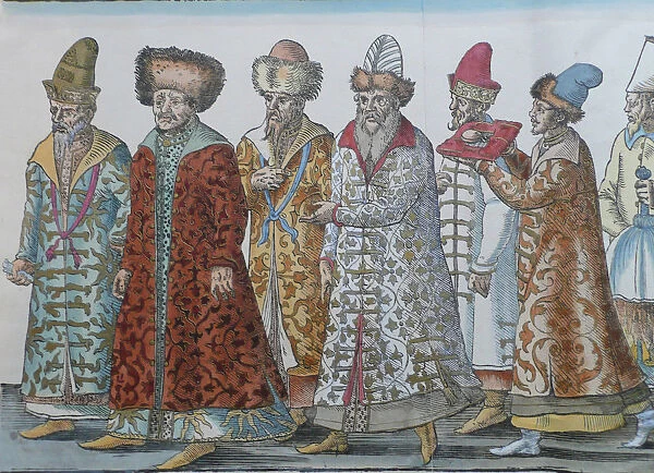 Portrait of Moscow Monarchs Ivan III, Vasili III Ivanovich, Ivan IV of Russia and entourage. Artist: Anonymous