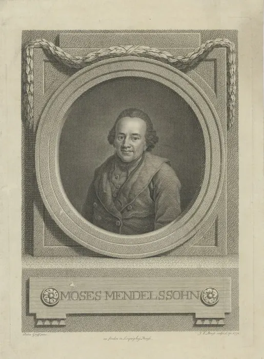 Framed Print : Portrait of Moses Mendelssohn (1729-1786), 1772. Creator: Bause, Johann Friedrich (1738-1814) Framed Print : Portrait of Moses Mendelssohn (1729-1786), 1772. Creator: Bause, Johann Friedrich (1738-1814)