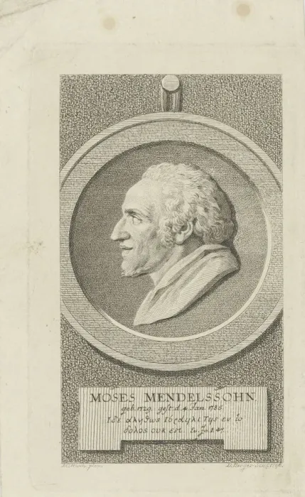 Framed Print : Portrait of Moses Mendelssohn (1729-1786), 1786. Creator: Berger, Gottfried Daniel (1744-1824)