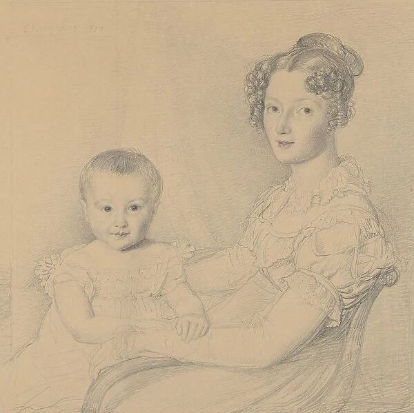 Portrait of a Mother and Child, 1823. Creator: John Linnell