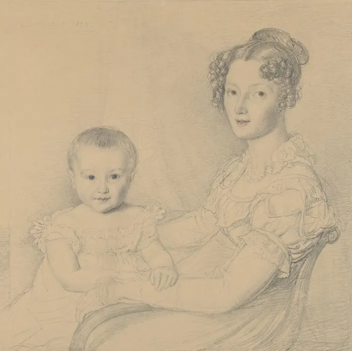 Framed Print : Portrait of a Mother and Child, 1823. Creator: John Linnell Framed Print : Portrait of a Mother and Child, 1823. Creator: John Linnell