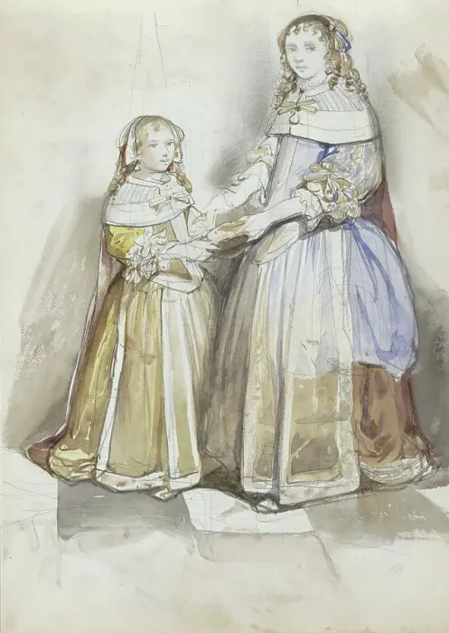 Framed Print : Portrait of a mother and child, probably a copy of a seventeenth-century painting, 1827-1891. Creator: Johannes Bosboom Framed Print : Portrait of a mother and child, probably a copy of a seventeenth-century painting, 1827-1891. Creator: Johannes Bosboom