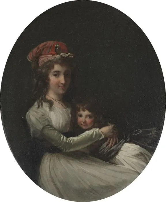 Framed Print : Portrait of a Mother and Daughter, c. 1794-95. Creator: Henri-Pierre Danloux (French Framed Print : Portrait of a Mother and Daughter, c. 1794-95. Creator: Henri-Pierre Danloux (French