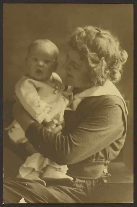 Framed Print : Portrait of Mother Smiling at Child, 1907-1924. Creator: Louis Fleckenstein Framed Print : Portrait of Mother Smiling at Child, 1907-1924. Creator: Louis Fleckenstein