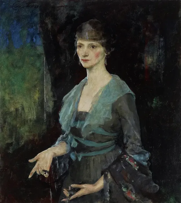 Framed Print : Portrait of Mrs. Alfred L. Becker (nee Eulabee Dix) (recto), nude and swan against abstract ground ( Creator: Charles Webster Hawthorne) Framed Print : Portrait of Mrs. Alfred L. Becker (nee Eulabee Dix) (recto), nude and swan against abstract ground ( Creator: Charles Webster Hawthorne)