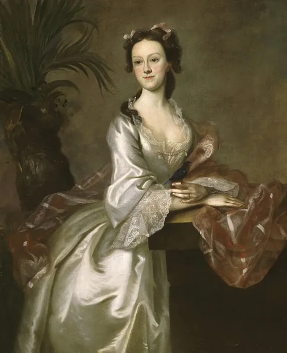Framed Print : Portrait of Mrs. John Pigott, between 1740 and 1763. Creator: Joseph Blackburn Framed Print : Portrait of Mrs. John Pigott, between 1740 and 1763. Creator: Joseph Blackburn