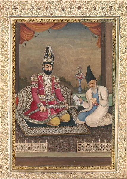 Portrait of Muhammad Shah Qajar and his Vizier Haj Mirza Aghasi