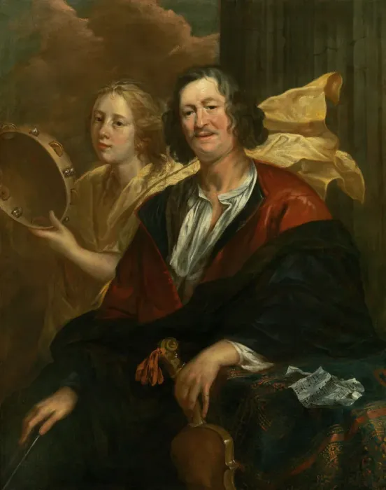 Framed Print : Portrait of a musician with his muse (Self-Portrait?). Creator: Jordaens, Jacob (1593-1678) Framed Print : Portrait of a musician with his muse (Self-Portrait?). Creator: Jordaens, Jacob (1593-1678)