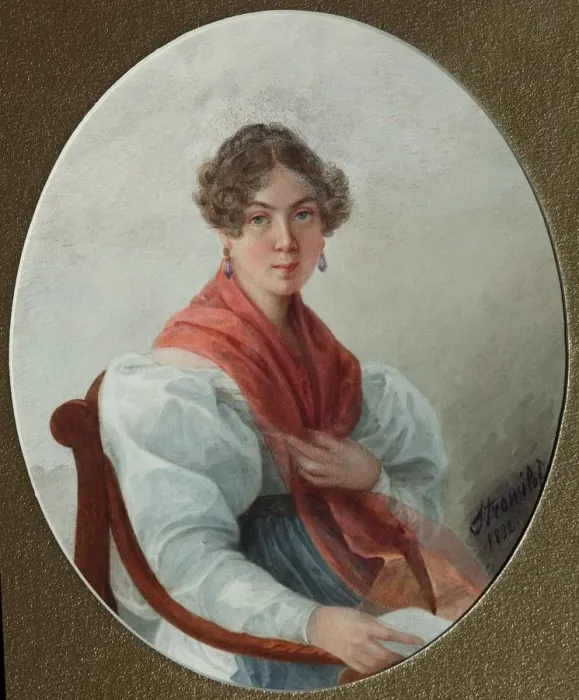 Framed Print : Portrait of N. A. Vasilyeva, 1835. Artist: Borozdna-Stromilova, Lyubov Stepanovna (1813-1894) Framed Print : Portrait of N. A. Vasilyeva, 1835. Artist: Borozdna-Stromilova, Lyubov Stepanovna (1813-1894)