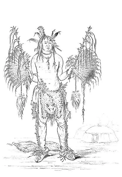 Portrait of a Native American man, 1841. Artist: Myers and Co