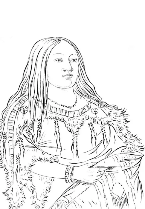 Framed Print : Portrait of a Native American woman, 1841. Artist: Myers and Co Framed Print : Portrait of a Native American woman, 1841. Artist: Myers and Co