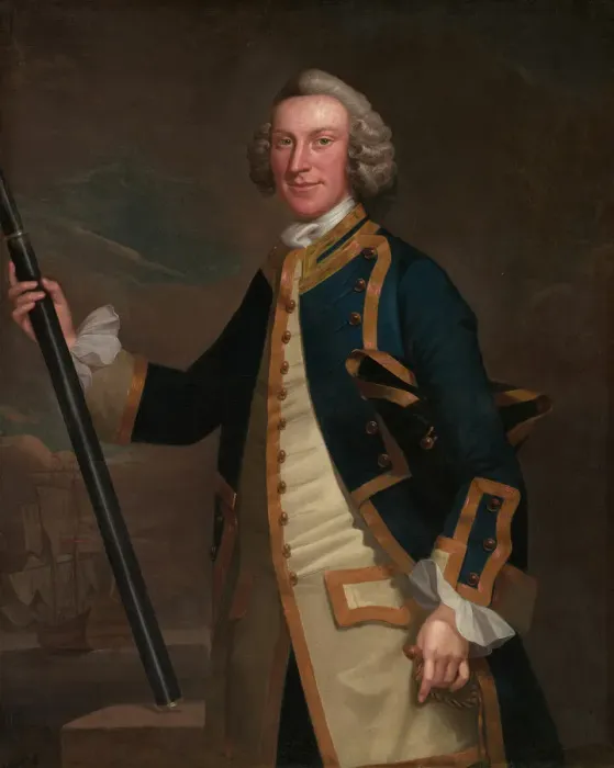 Framed Print : Portrait of a naval officer, 1749  /  58. Creator: John Wollaston
