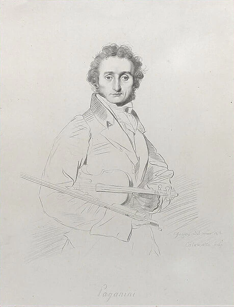 Portrait of Niccolò Paganini, 1830 (backdated '1818'). Creator: Luigi Calamatta. Portrait of Niccolò Paganini, 1830 (backdated '1818'). Creator: Luigi Calamatta