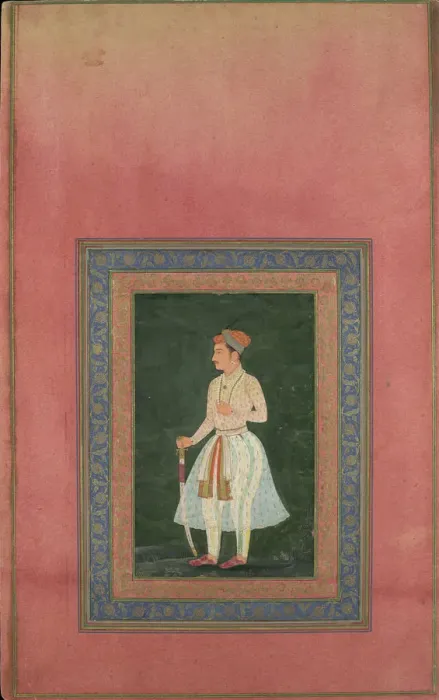 Framed Print : Portrait of a Noble in Gauzy White Costume, Folio from the Davis Album, 17th century Framed Print : Portrait of a Noble in Gauzy White Costume, Folio from the Davis Album, 17th century