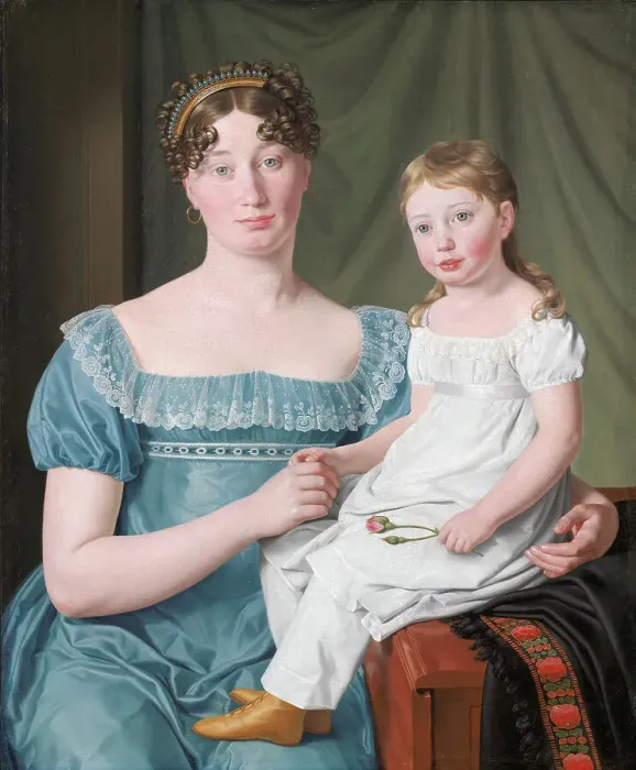 Framed Print : Portrait of a Noblewoman Sophie Hedvig Lovenskiold and her Three-Year-Old Daughter, 1817. Creator: CW Eckersberg Framed Print : Portrait of a Noblewoman Sophie Hedvig Lovenskiold and her Three-Year-Old Daughter, 1817. Creator: CW Eckersberg