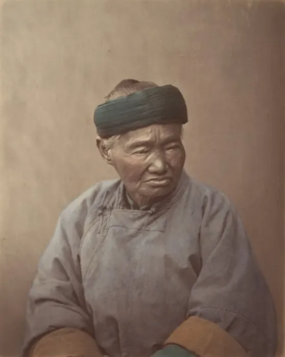 Framed Print : [Portrait of an Old Chinese Woman], 1870s. Creator: Baron Raimund von Stillfried