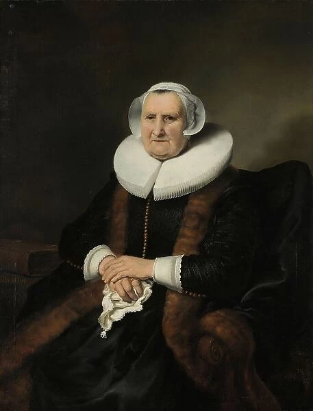 Portrait of an Old Lady, Possibly Elisabeth Bas, c.1640-c.1645. Creator: Ferdinand Bol