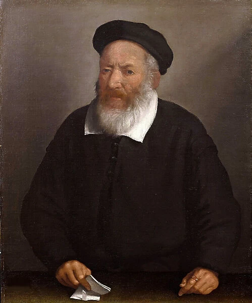 Portrait of an old man with a beret, 1575-1579. Creator: Moroni, Giovan Battista (1520 / 25-1578)
