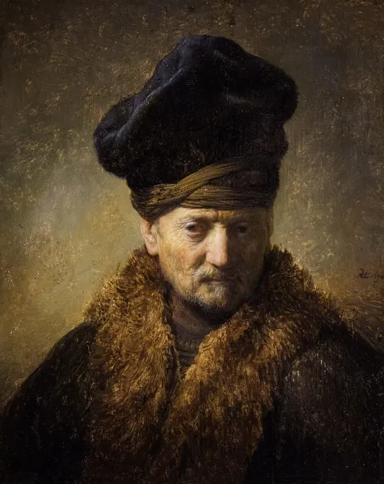 Framed Print : Portrait of an old man with fur hat, 1630. Artist: Rembrandt van Rhijn (1606-1669) Framed Print : Portrait of an old man with fur hat, 1630. Artist: Rembrandt van Rhijn (1606-1669)