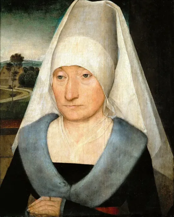 Framed Print : Portrait of an Old Woman, ca 1470-1475. Creator: Memling, Hans (1433 / 40-1494) Framed Print : Portrait of an Old Woman, ca 1470-1475. Creator: Memling, Hans (1433 / 40-1494)