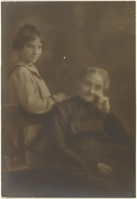 Framed Print : Portrait of Old Woman and Young Girl, 1907-1943. Creator: Louis Fleckenstein Framed Print : Portrait of Old Woman and Young Girl, 1907-1943. Creator: Louis Fleckenstein