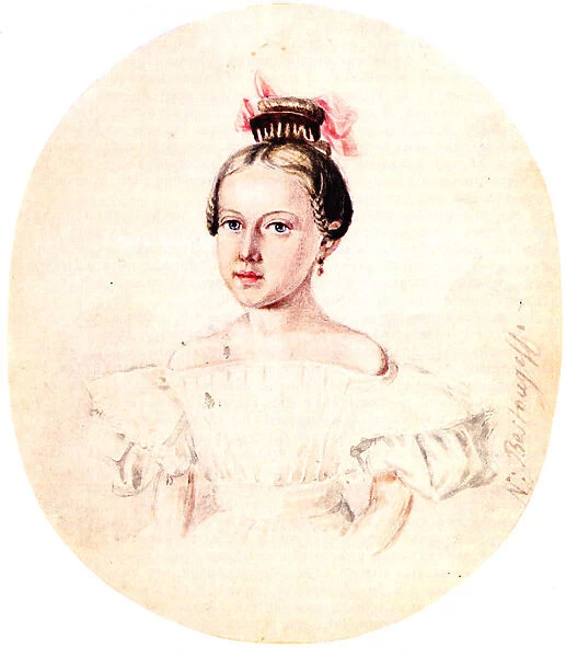 Portrait of Olga Annenkova, daughter of Decembrist Iwan Annenkow, 1836. Artist: Bestuzhev, Nikolai Alexandrovich (1791-1855)