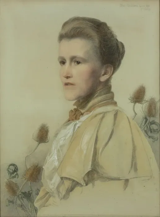 Framed Print : Portrait of Olive MacLehose (1859-1926), née MacMillan, 1895. Creator: Sandys, Frederick (1829-1904) Framed Print : Portrait of Olive MacLehose (1859-1926), née MacMillan, 1895. Creator: Sandys, Frederick (1829-1904)