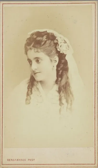 Framed Print : Portrait of the opera singer Adelina Patti (1843-1919), 1870-1875. Creator: Bergamasco, Charles (Karl) (1830-1896) Framed Print : Portrait of the opera singer Adelina Patti (1843-1919), 1870-1875. Creator: Bergamasco, Charles (Karl) (1830-1896)