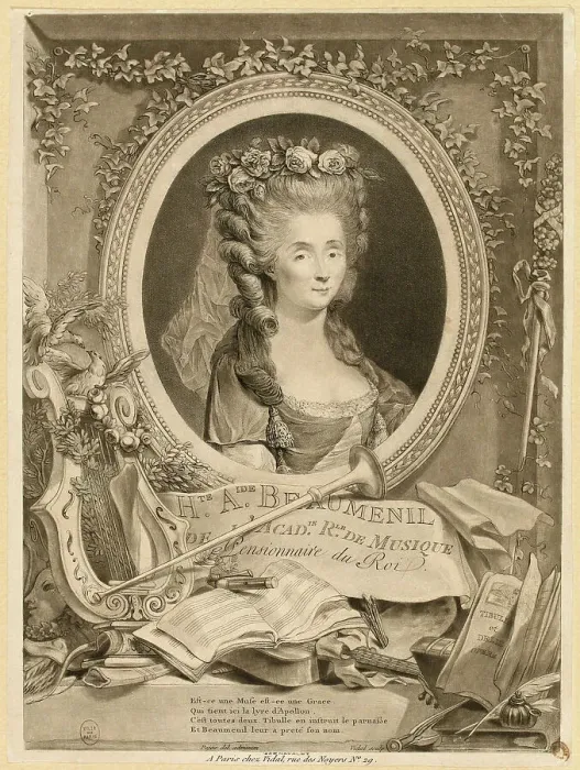 Framed Print : Portrait of the opera singer and composer Mademoiselle Beaumesnil, 2nd Half of the 18th cen. Creator: Vidal, Gérard (1742-1801) Framed Print : Portrait of the opera singer and composer Mademoiselle Beaumesnil, 2nd Half of the 18th cen. Creator: Vidal, Gérard (1742-1801)