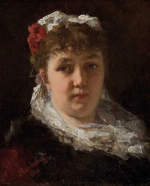 Portrait of the opera singer Felia Litvinne (1860-1936), 1881. Artist: Harlamov, Alexei Alexeyevich (1840-1922)