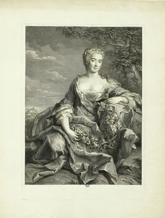 Framed Print : Portrait of the opera singer Marie Pélissier (1707-1749), First third of 18th cen. Creator: Daullé, Jean (1703-1763) Framed Print : Portrait of the opera singer Marie Pélissier (1707-1749), First third of 18th cen. Creator: Daullé, Jean (1703-1763)
