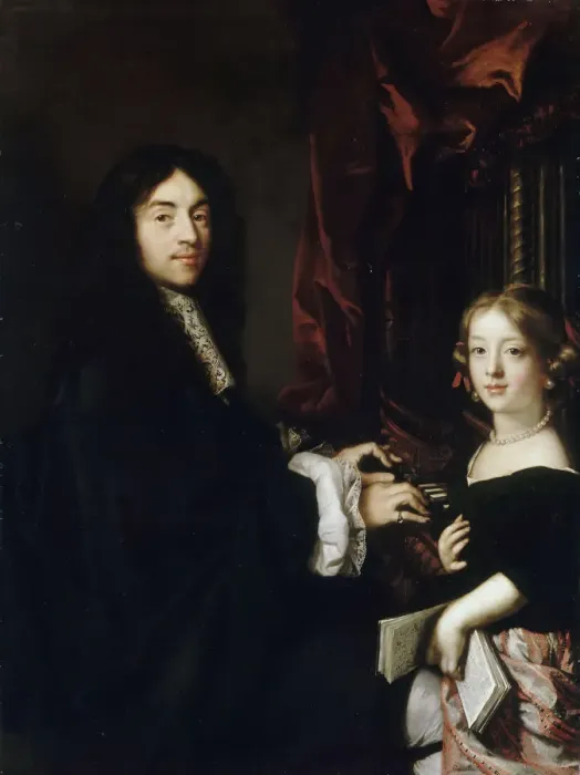 Framed Print : Portrait of the Organist Charles Couperin (1638-1678) with the Daughter. Artist: Lefebvre, Claude (1632-1675) Framed Print : Portrait of the Organist Charles Couperin (1638-1678) with the Daughter. Artist: Lefebvre, Claude (1632-1675)