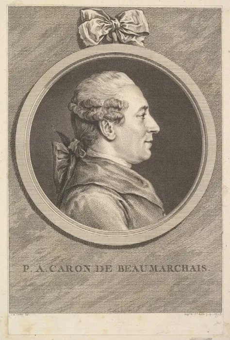 Framed Print : Portrait of P. A. Caron de Beaumarchais, 1773. Creator: Augustin de Saint-Aubin Framed Print : Portrait of P. A. Caron de Beaumarchais, 1773. Creator: Augustin de Saint-Aubin