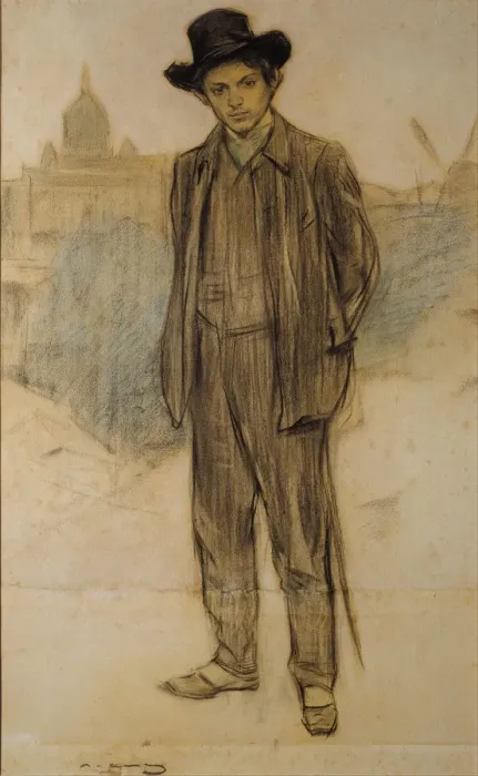 Framed Print : Portrait of Pablo Picasso. Artist: Casas, Ramon (1866-1932) Framed Print : Portrait of Pablo Picasso. Artist: Casas, Ramon (1866-1932)