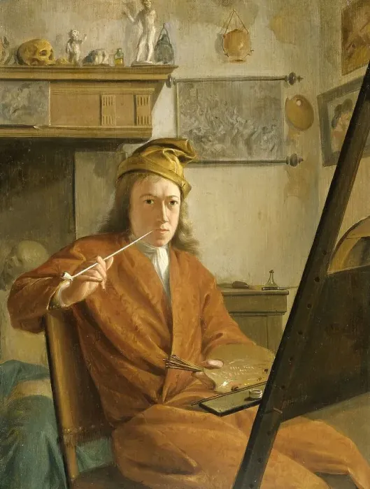 Framed Print : Portrait of a Painter, perhaps the Artist Himself, 1730. Creator: Aert Schouman Framed Print : Portrait of a Painter, perhaps the Artist Himself, 1730. Creator: Aert Schouman