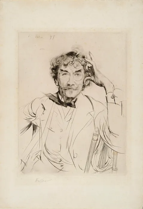 Framed Print : Portrait of the painter James Abbott McNeill Whistler (1834-1903), 1897. Creator: Helleu, Paul Cesar (1859-1927) Framed Print : Portrait of the painter James Abbott McNeill Whistler (1834-1903), 1897. Creator: Helleu, Paul Cesar (1859-1927)