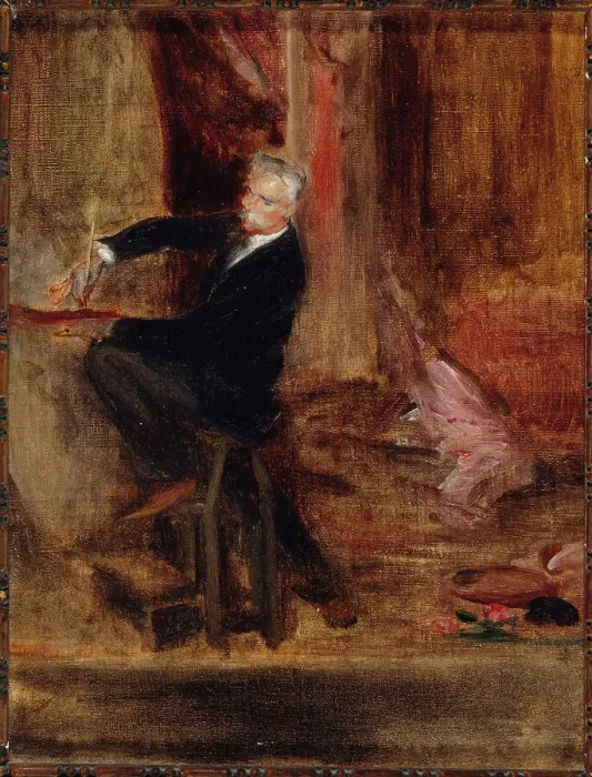 Framed Print : Portrait of the painter Jules Cheret (1836-1933), in his studio, c1892. Creator: Jacques Emile Blanche Framed Print : Portrait of the painter Jules Cheret (1836-1933), in his studio, c1892. Creator: Jacques Emile Blanche