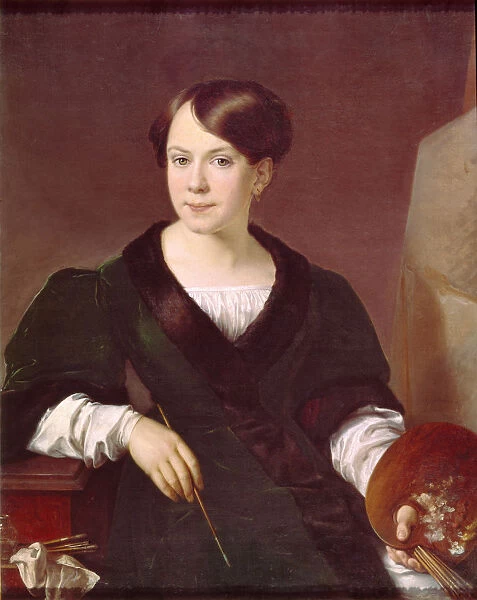 Portrait of the painter Lyubov Borozdna-Stromilova (1813-1894), 1831. Artist: Tropinin, Vasili Andreyevich (1776-1857)