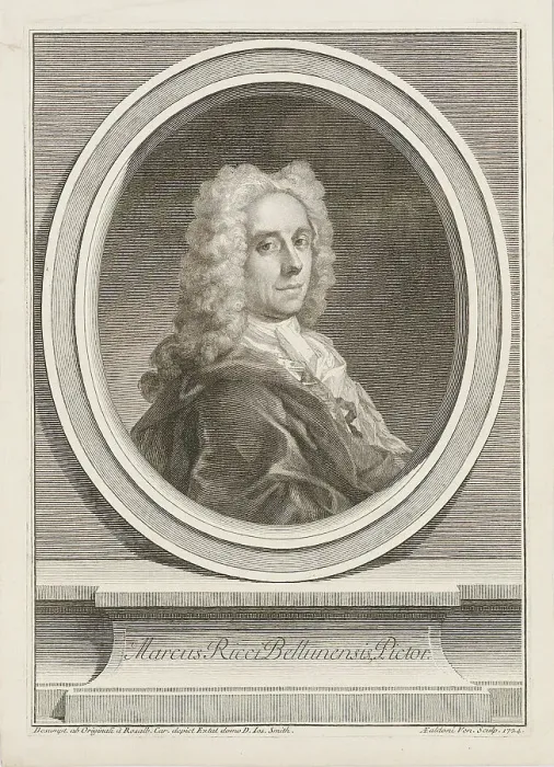 Framed Print : Portrait of the painter Marco Ricci (1676-1730), 1724. Creator: Carriera, Rosalba Giovanna (1657-1757) Framed Print : Portrait of the painter Marco Ricci (1676-1730), 1724. Creator: Carriera, Rosalba Giovanna (1657-1757)
