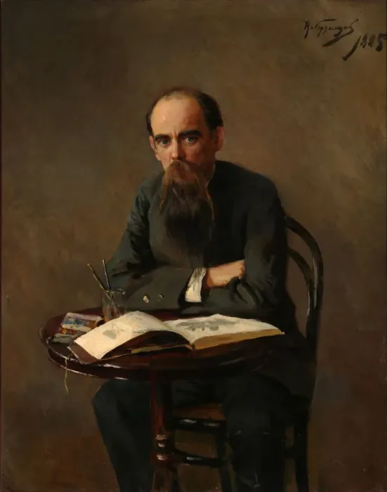 Framed Print : Portrait of the Painter Yefim Yefimovich Volkov (1844-1920), 1885. Artist: Kuznetsov, Nikolai Dmitrievich (1850-1929) Framed Print : Portrait of the Painter Yefim Yefimovich Volkov (1844-1920), 1885. Artist: Kuznetsov, Nikolai Dmitrievich (1850-1929)